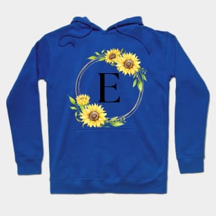 Initial E Sunflower Monogram Design Hoodie